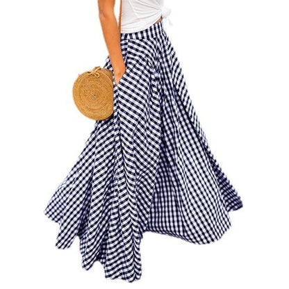 Elegant  Plaid King, High waisted, Swing Skirt