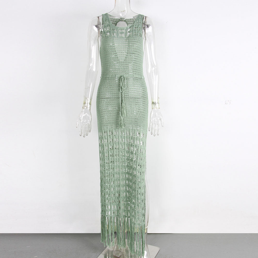 Boho Crochet Cover-Up Maxi Dress