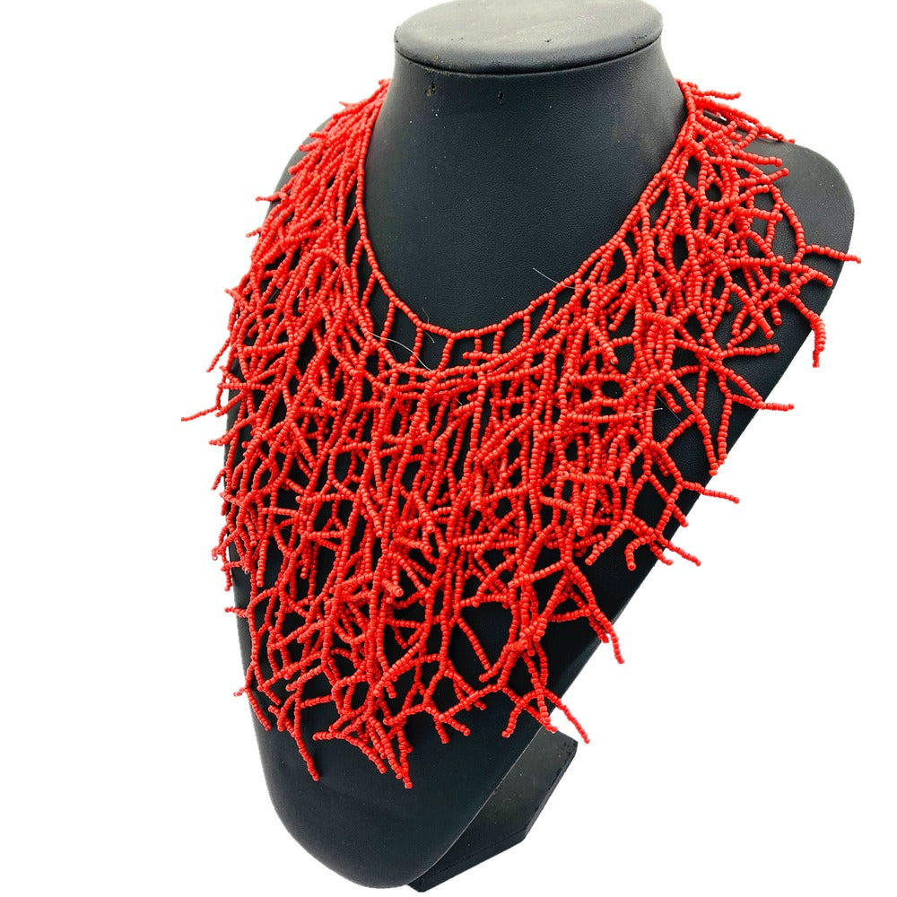 Coral Branch Style Tassel Necklace