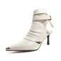 Viper Edge Cutout Ankle Wrap Heels – Black | Tan | White