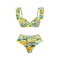 Sorrento Lemon Ruffle Bikini Set with Matching Sheer Skirt