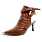 Viper Edge Cutout Ankle Wrap Heels – Black | Tan | White