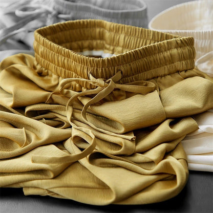 Elastic Waist Breathable Cotton Floor Length  Draw String Pants