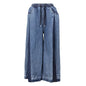 Panelled Wide-Leg Drawstring Denim Jeans