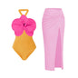 Sunset Bloom One-Piece & Slit Skirt Set – Color Pop Edition