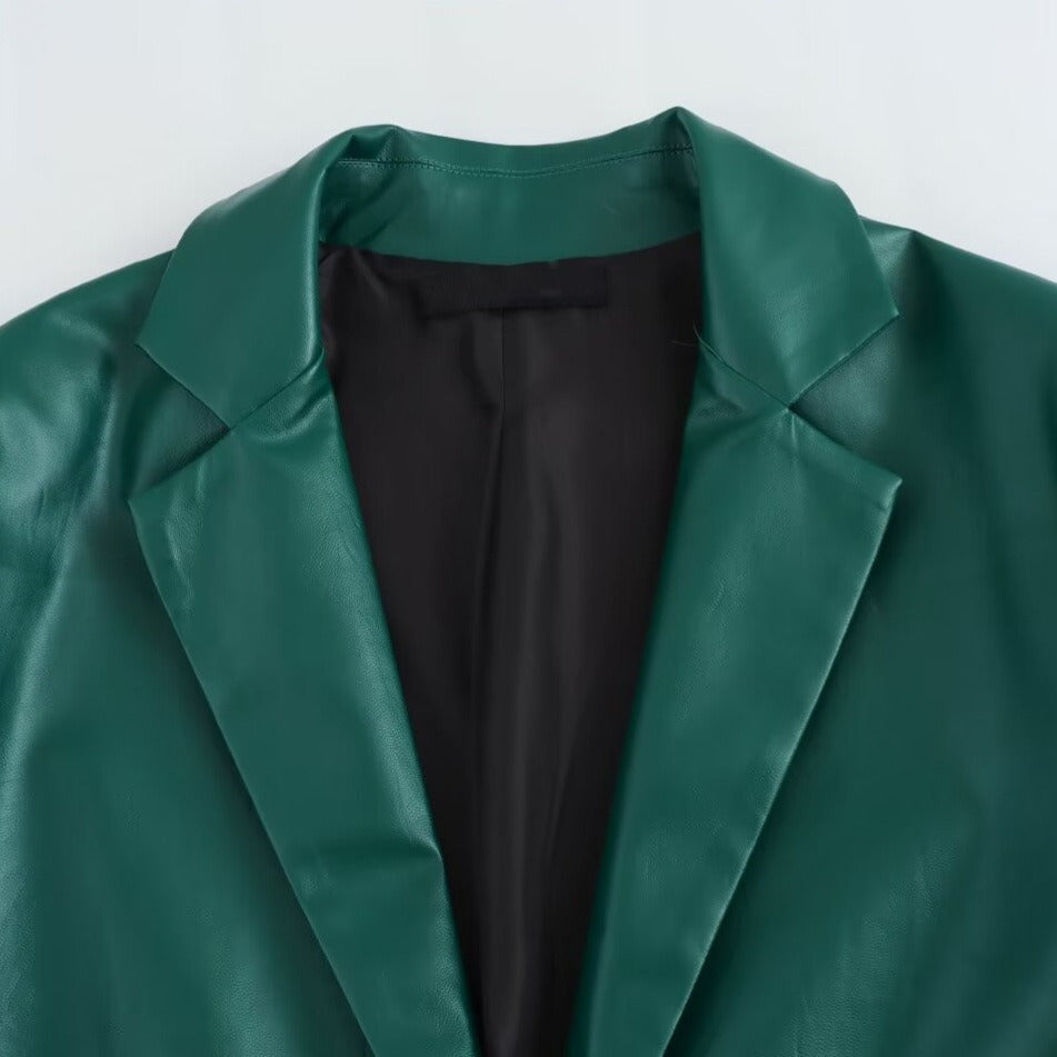 Straight cut  Leather Suit Skirt