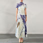 Women's Blouse and High Waist Pleated Slim Fitting Skirt , Chinese Qipao Dress Inspired. Sold As Separates, Skirt in 2 Different comes in 2  Lengths.
