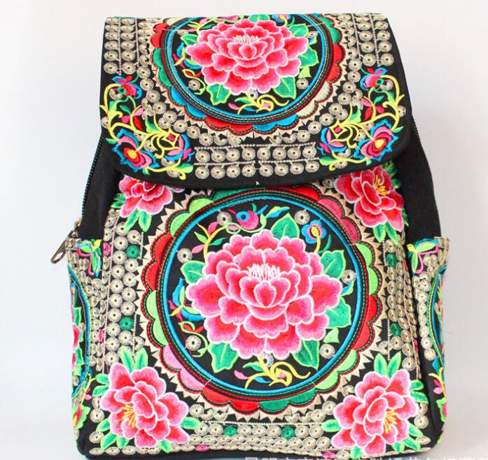 Handmade Ethnic Inspired Embroidered Canvas Backpack