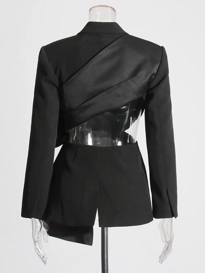 Sculptural Bow Detail Black Blazer – Where Power Meets Drama