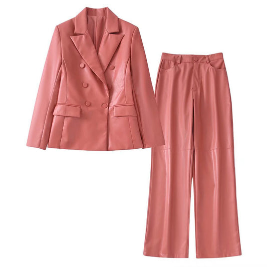 Blush Authority Vegan Leather Power Suit