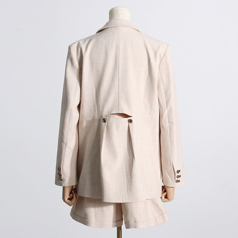 Beige Tailored  Three-Piece Shorts Suit – Sleek, Sharp & Summer-Ready