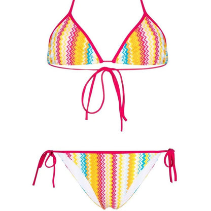 Rainbow String Bikini Set with Triangle Bottoms and Side Ties, Multiple  Designs