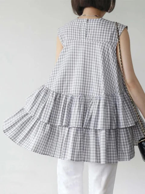 Sleeveless Tiered Ruffle Swing Tunic Top