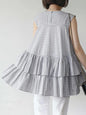 Sleeveless Tiered Ruffle Swing Tunic Top