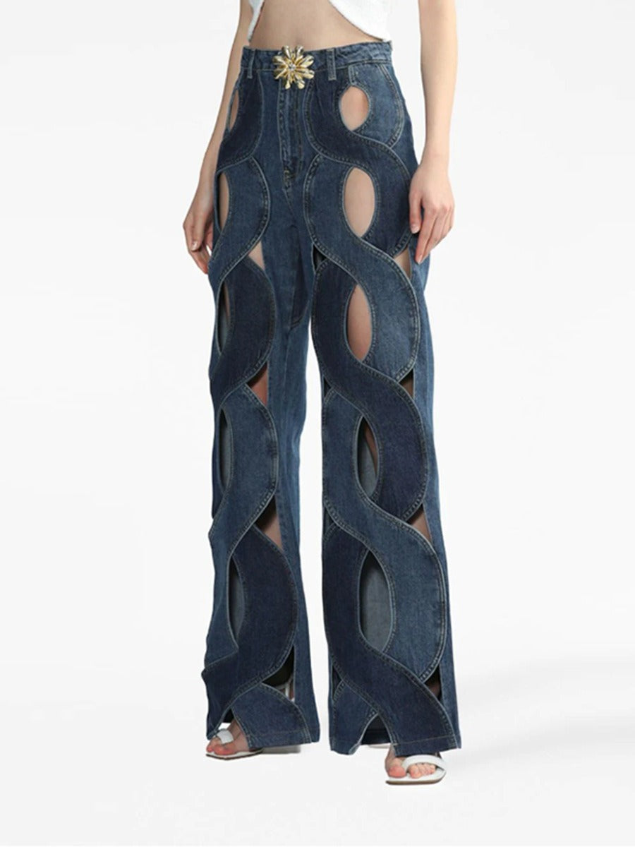 Dough Twists Wide Leg High Waisted Jean Pants