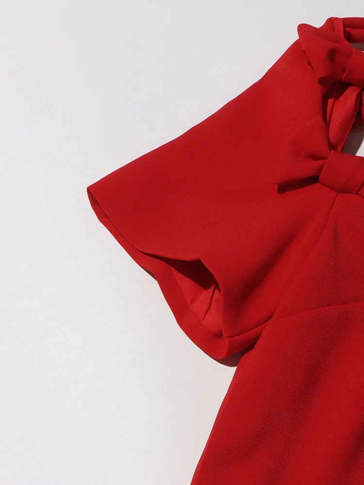 Little Red Dress with  Bowknots