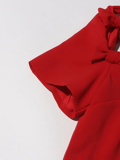 Little Red Dress with  Bowknots