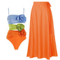 Floral Bloom One Shoulder Swimsuit & Sarong Set – Tropical Orange