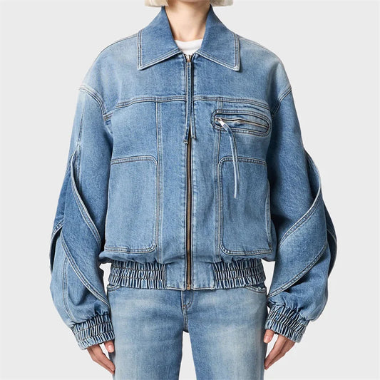 Retro Washed High Quality Pure Cotton  Padded Denim Jacket