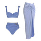 Serene Shores Three-Piece Periwinkle Swim & Cover-Up Set