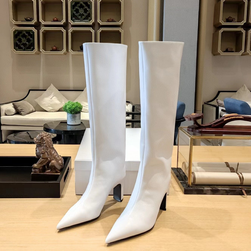 Metallic Leather Knee-High Boots for Women