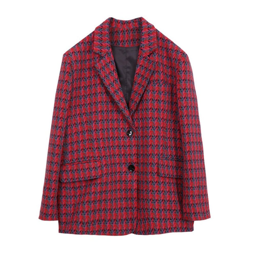 Elegant Pink Tweed Single Breasted Blazer