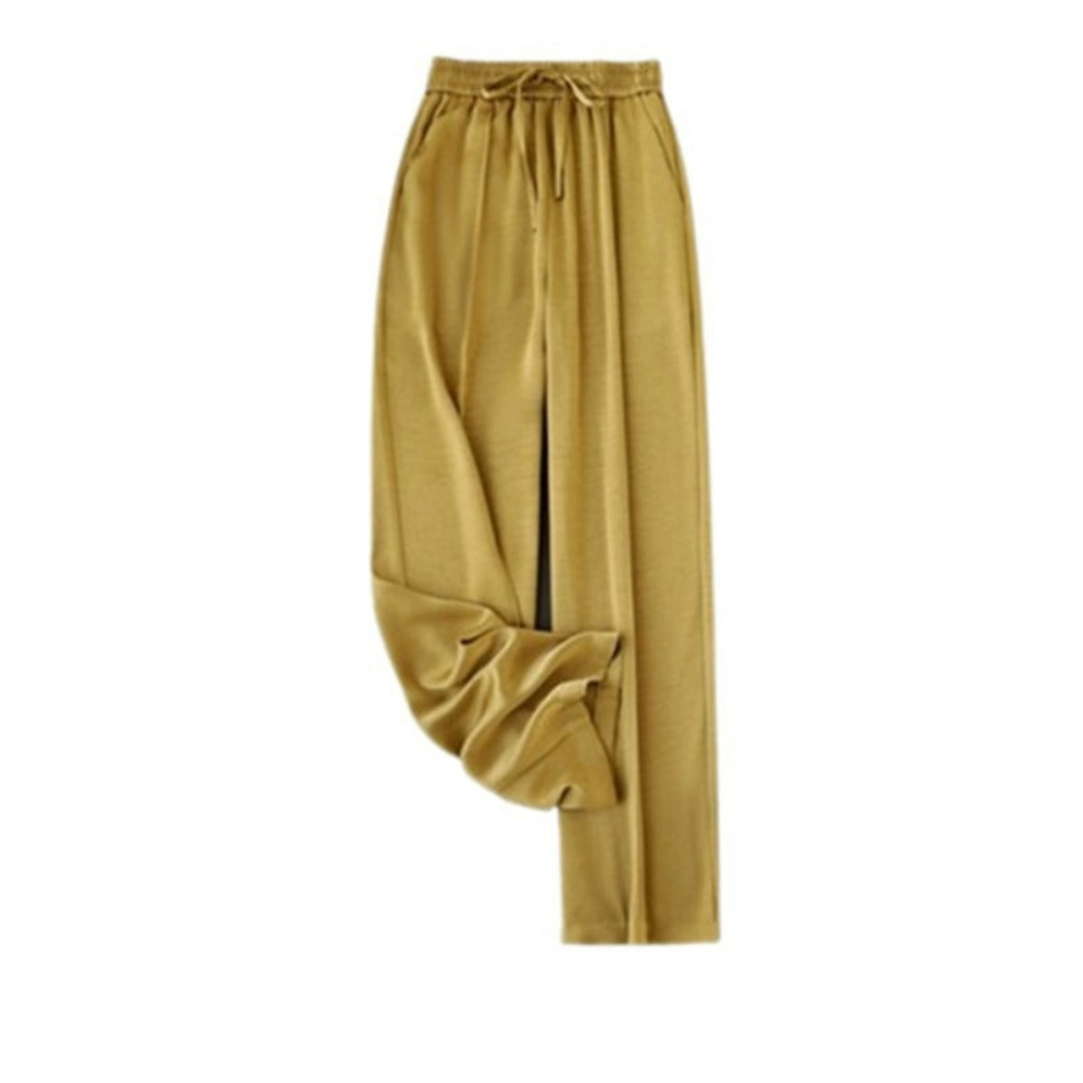 Elastic Waist Breathable Cotton Floor Length  Draw String Pants
