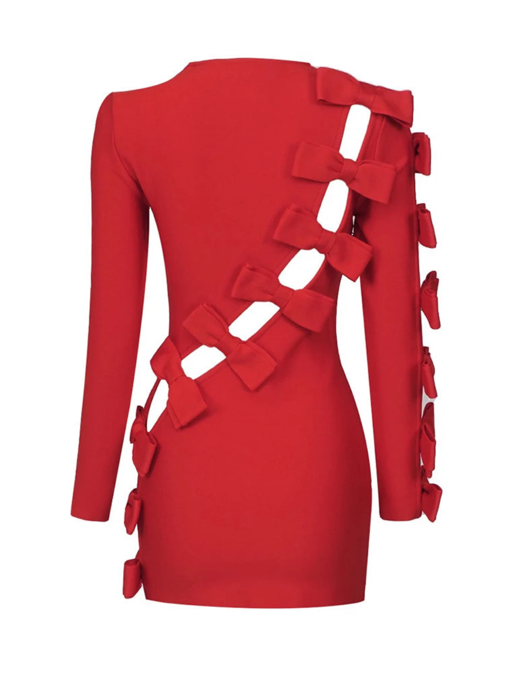 The Ultimate Red Mini Dress With Bows Designer Details