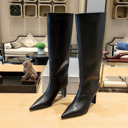 Metallic Leather Knee-High Boots for Women