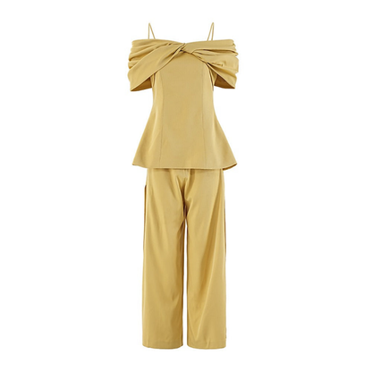 Stylish Women's Two-Piece Pant Suit With Spaghetti Straps