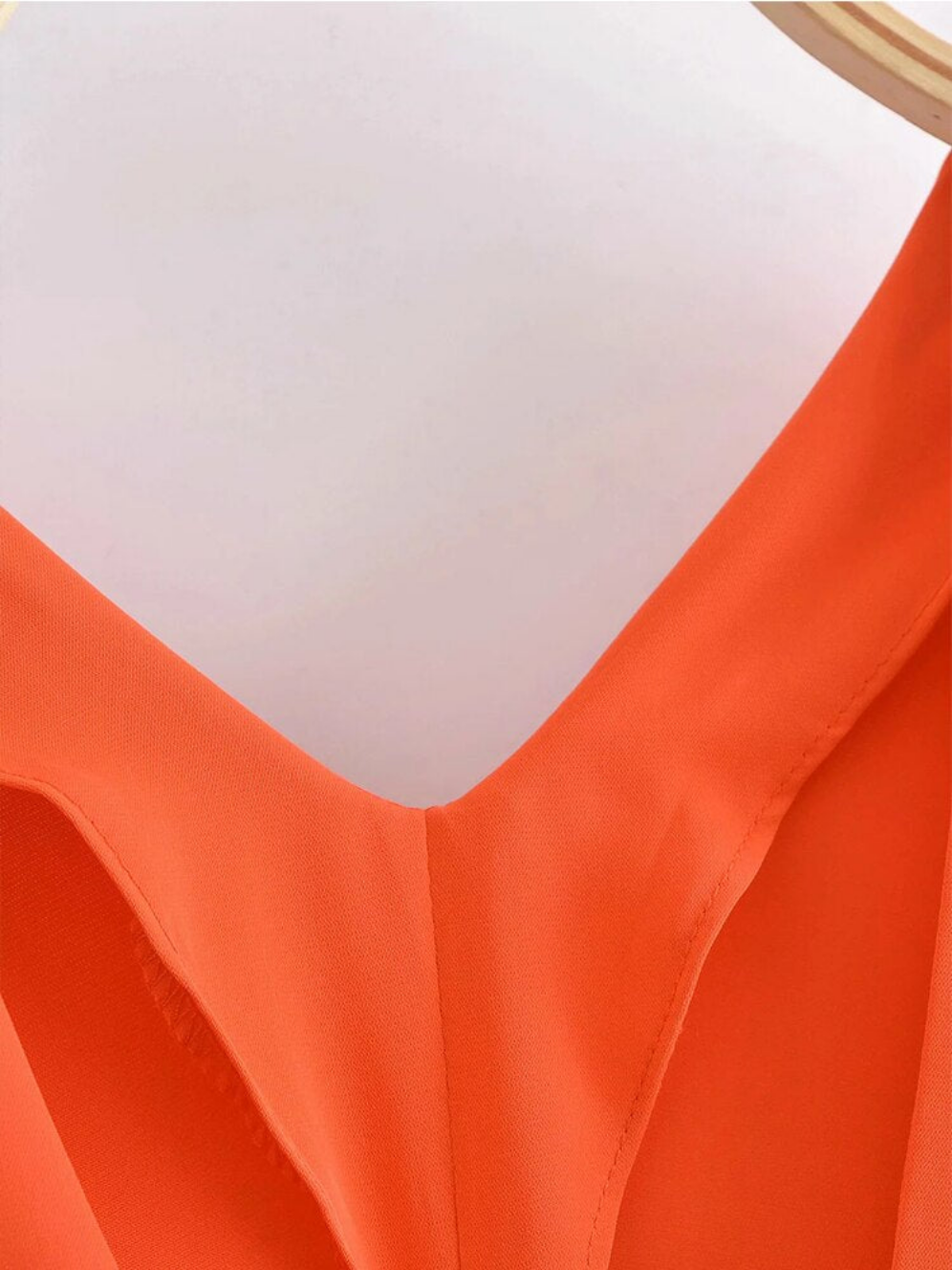Orange Satin Long  Tunic Style Dress  For Women