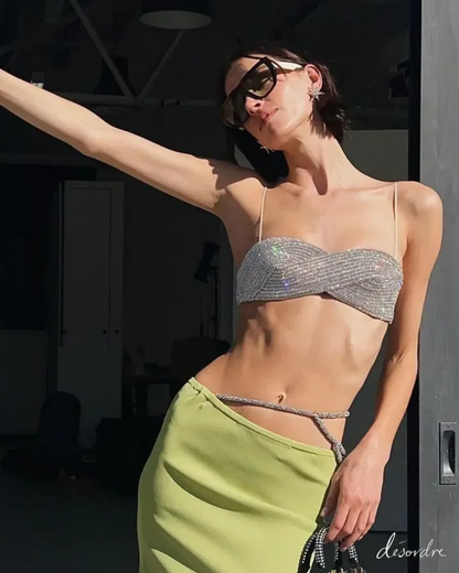 Sexy Bejeweled Crystal Diamond Bikini Bra Top