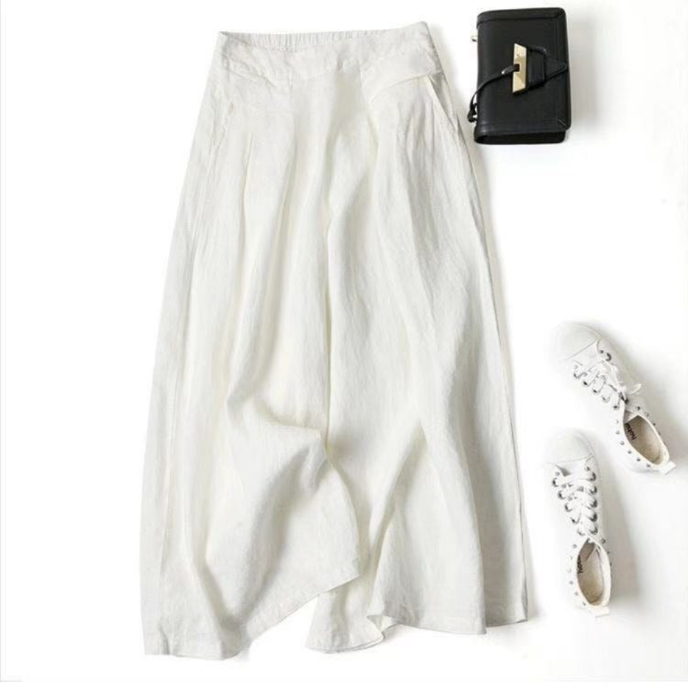 Luxurious Cotton &  Linen Wide Leg High Waisted Loose Pants with , Comes in Multiple  Colors.