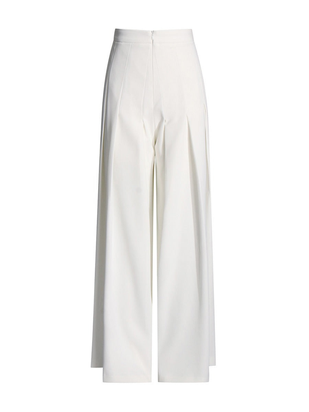 Chic Off-the-Shoulder Slim Fit Top+High Waisted Pleated Pants Two-Piece White Suit