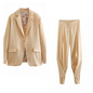 Elegant Matching Vest Jacket  + Female Chic High Rise Pleated Pants Two-Piece Set