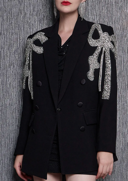 Stunning Slim Fitting Diamond Embellished Blazer For Women