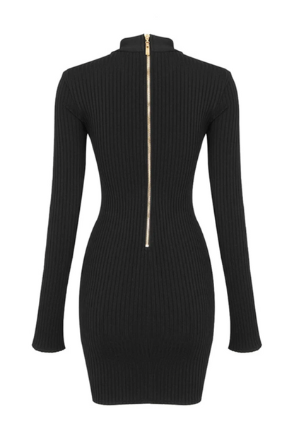 Sexy Bodycon Mini Dress For Women with Sheer Cut-Outs and Long Sleeves