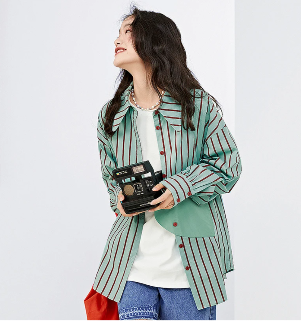 Cool Vintage Stripe Loose Shirts For Women