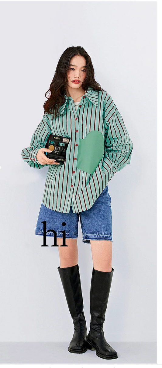 Cool Vintage Stripe Loose Shirts For Women