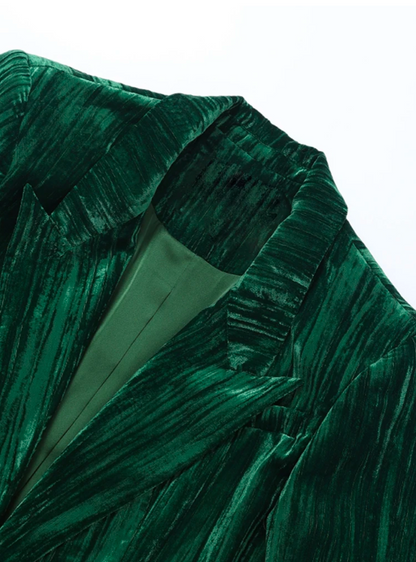 Women's Two Piece Velvet Green Suit