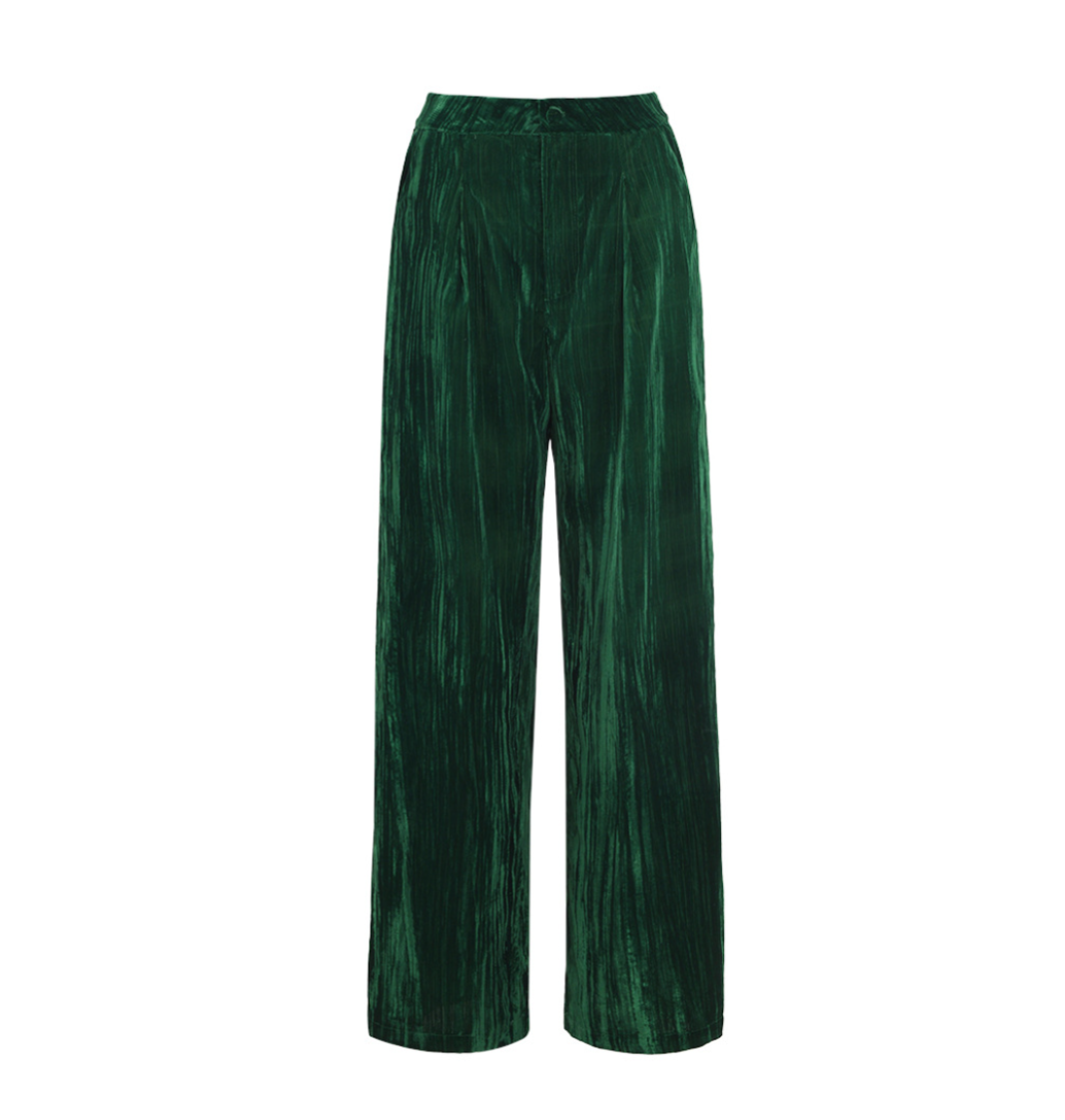 Women's Two Piece Velvet Green Suit