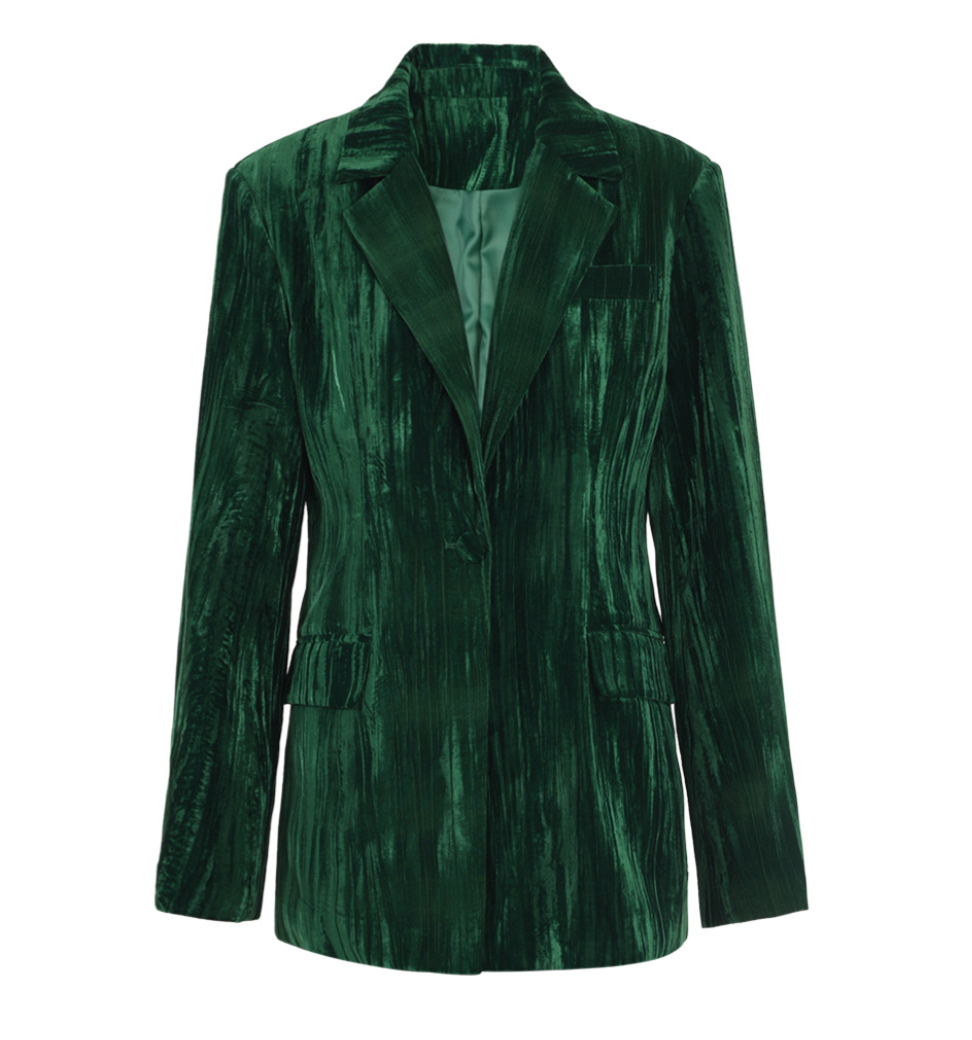 Women's Two Piece Velvet Green Suit