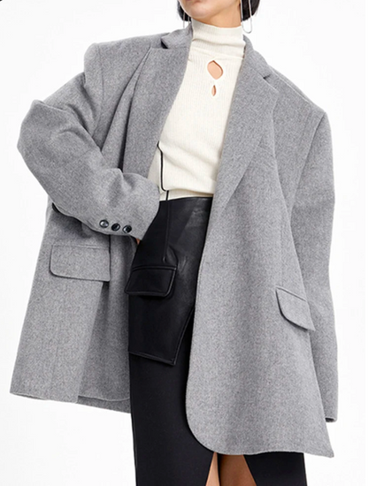 Edgy Grey Colored Loose Blazer For Women