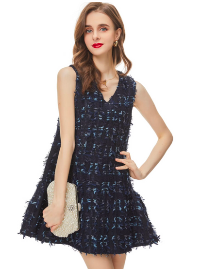 Stylish V Neck Sleeveless Mini Dress For Women