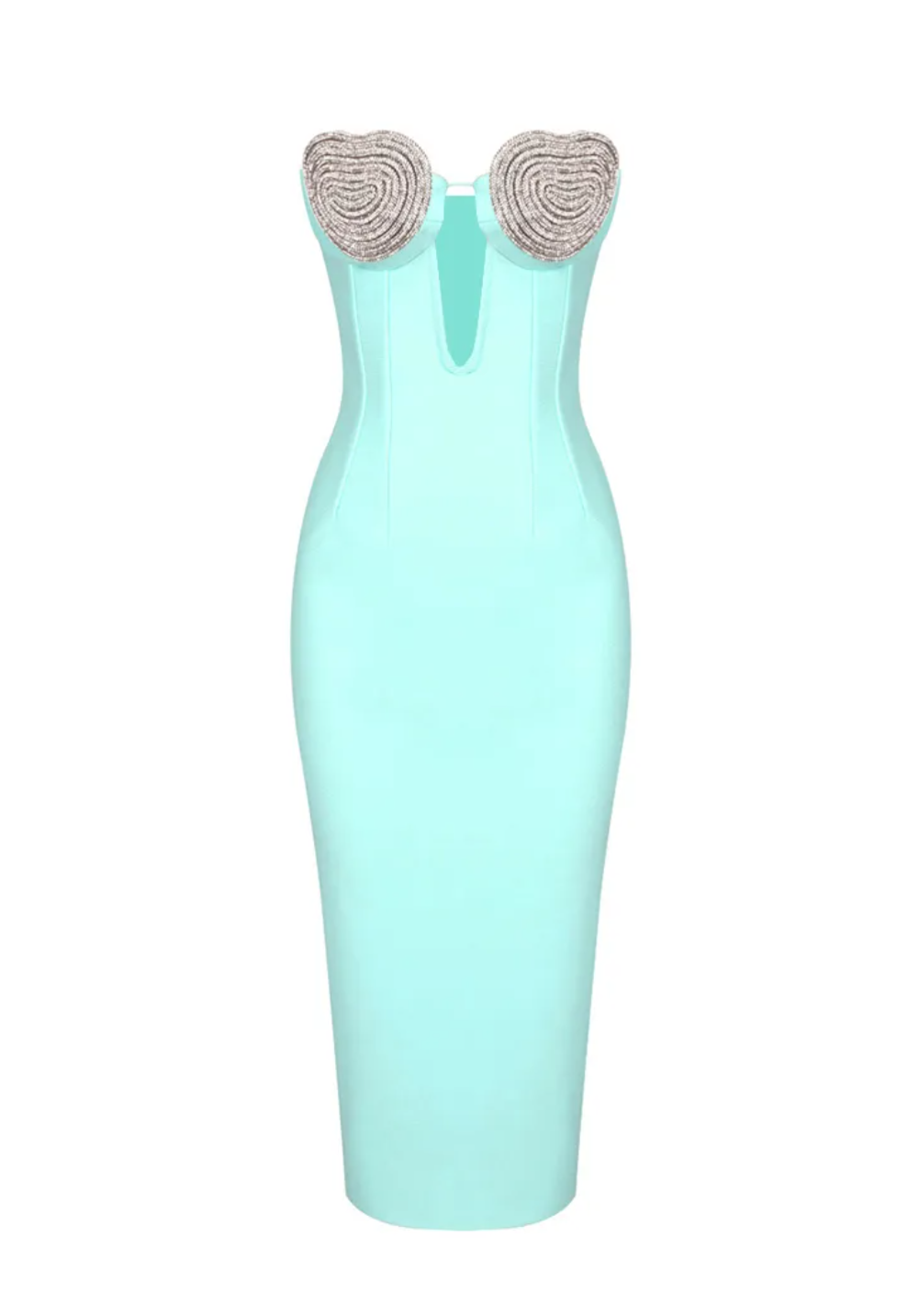 Dazzling Bodycon Strapless Dress With Silver Embezzlement