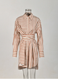 Stylish Striped Long Shirt Dress For Women