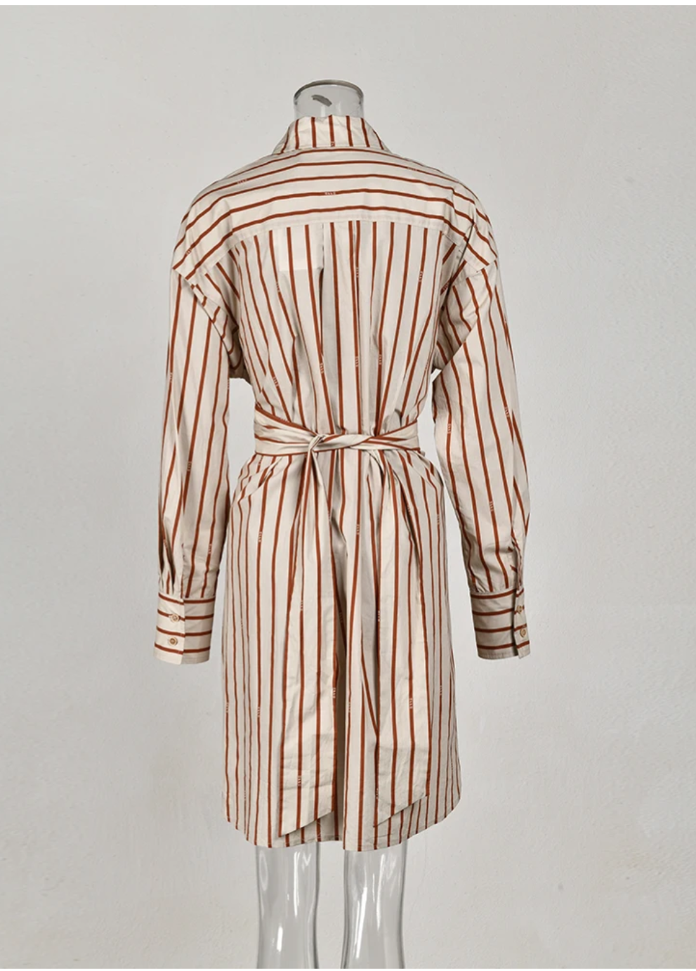 Stylish Striped Long Shirt Dress For Women