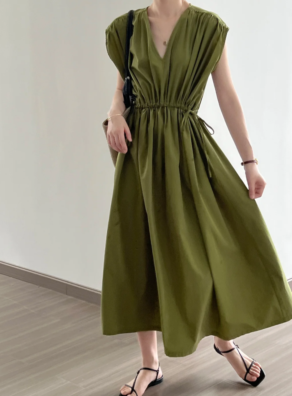 Women's Drawstring Gathered  Dress