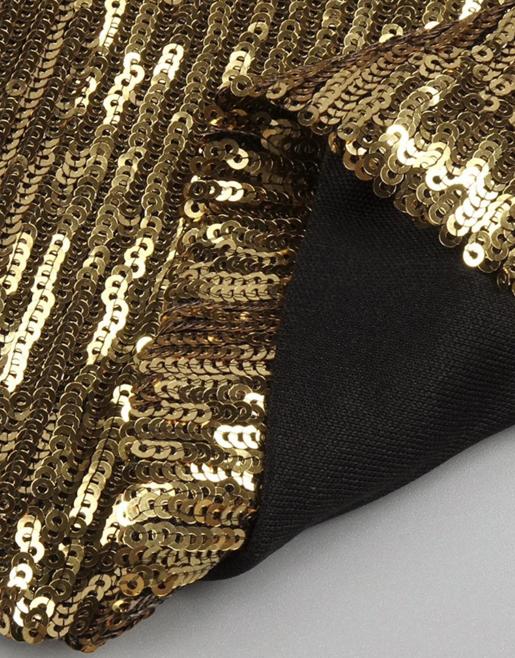 Long Strapless Gold Sequins Dress