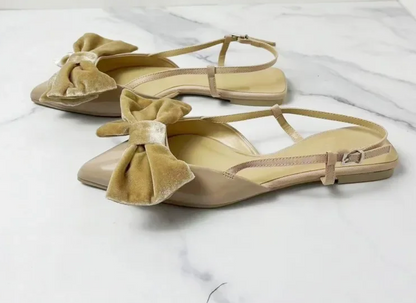 Stylish Beige Bow Embellished Flat shoes